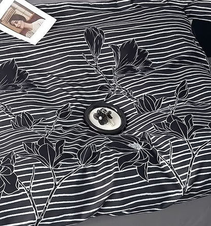 Ébène - Parure de lit 6 pièces, 100 % coton