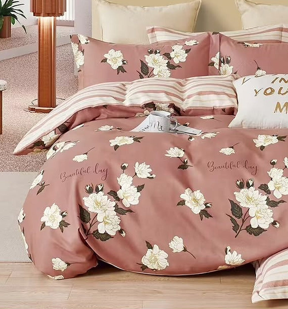 Camélia - 6-teiliges Bettwäsche-Set, 100 % Baumwolle