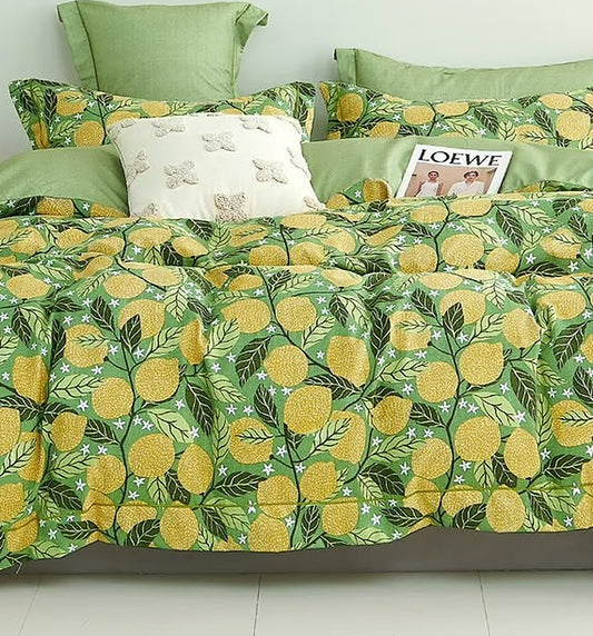 Citron - Parure de lit 6 pièces, 100 % coton