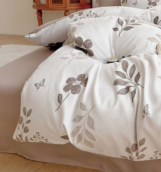 Ivoire - Parure de lit 6 pièces, 100 % coton