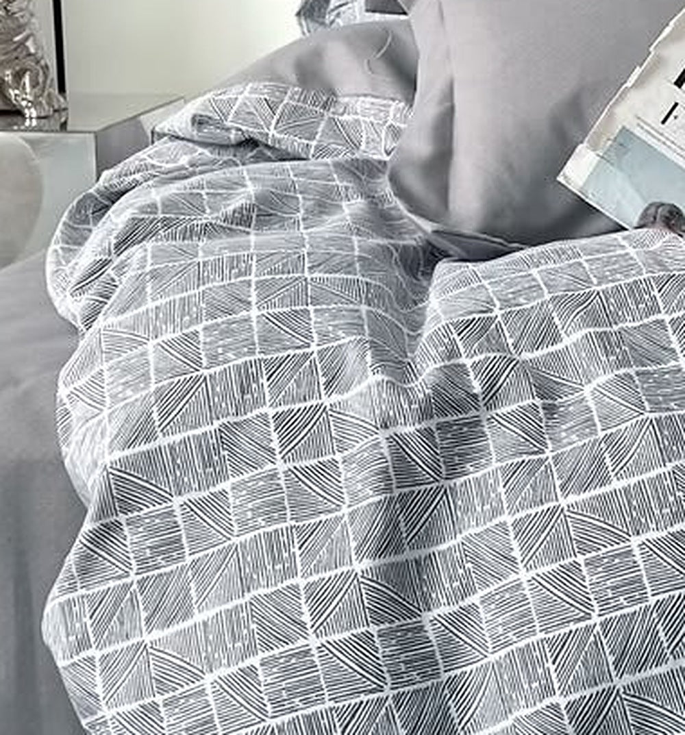 Damier - 6-teiliges Bettwäsche-Set, 100 % Baumwolle
